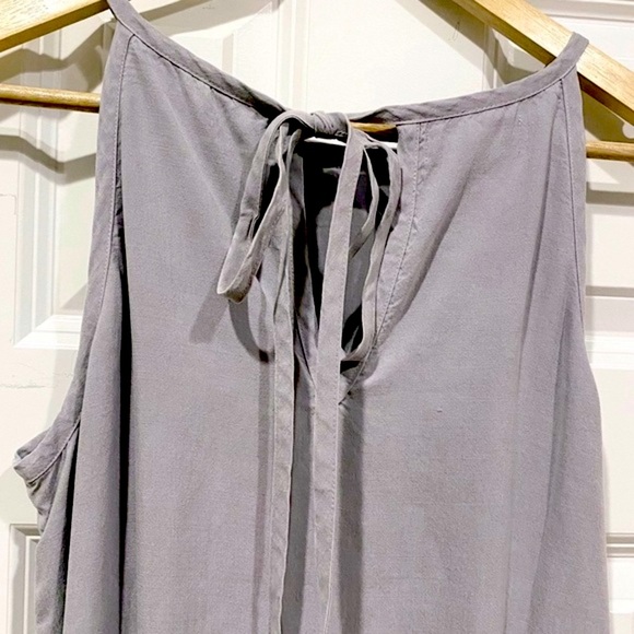 Cloth & Stone Minimalist Frayed Hem Mini Halter Swing Dress in Gray Size XL - Picture 8 of 11